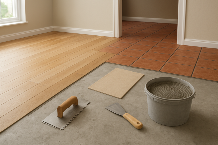 حلول ترميم عادلة لأرضيات الغرف والصالة وبلاط الحوش في المنزل