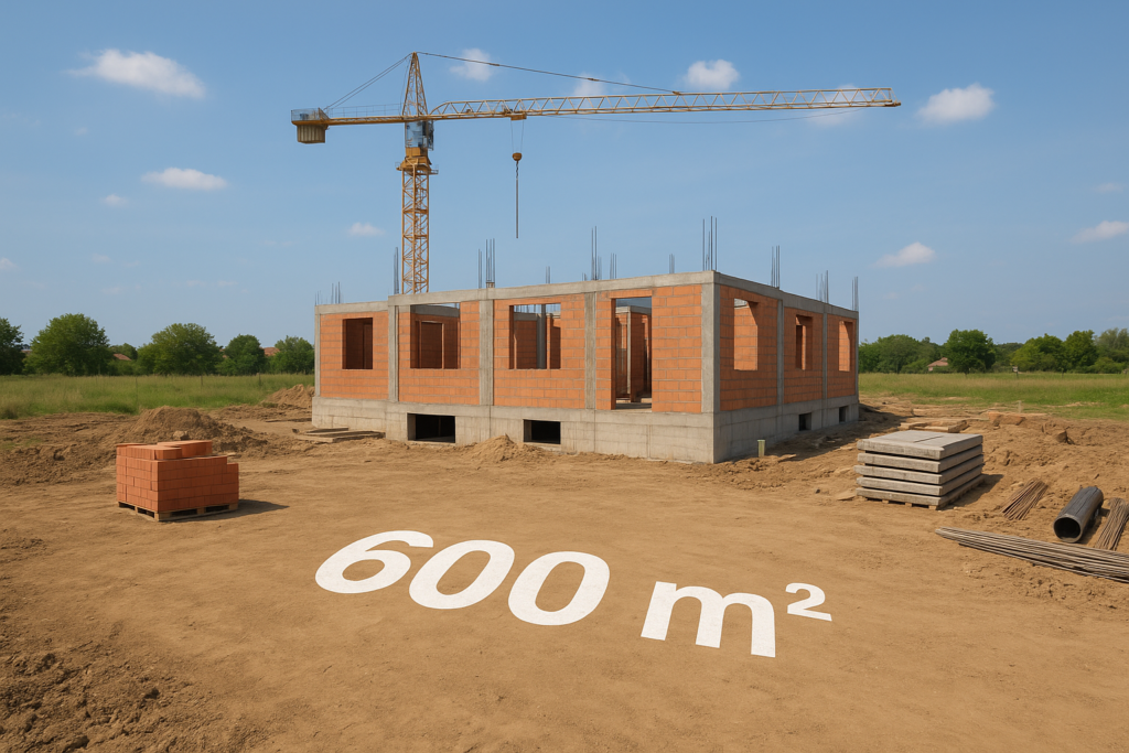 مشروع بناء جديد على أرض بمساحة 600م²