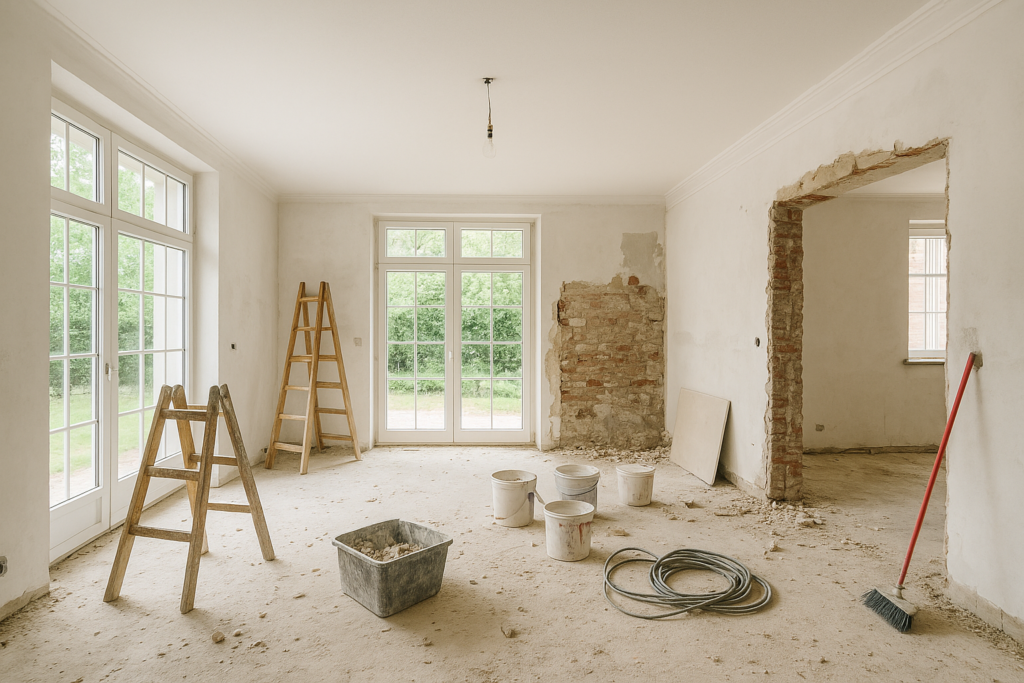 ترميم وتجديد الطابق الأرضي في فيلا دوبلكس: مشروع أعمال الترميم والصيانة الشامل.