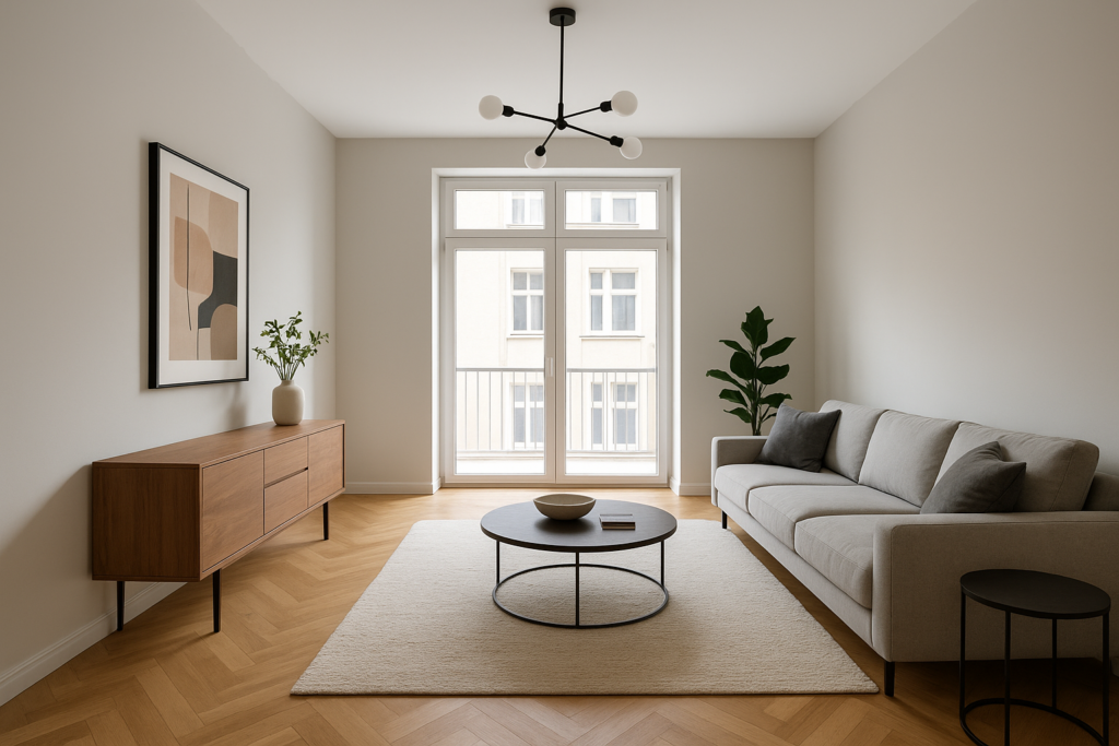 ترميم شقة معاصرة: صبغ كامل وديكور عصري للصالة