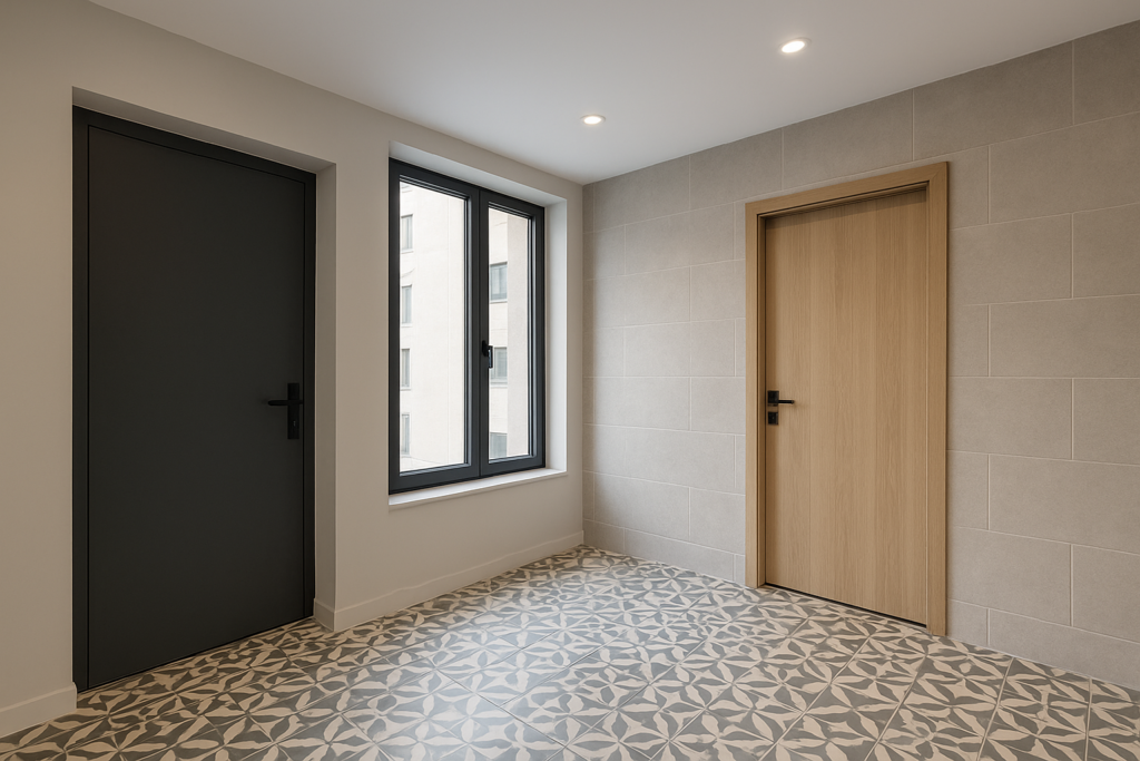 تجديد ديكور شامل للشقة: تصميم بلاط وبيبان ونوافذ بأسلوب عصري مبتكر