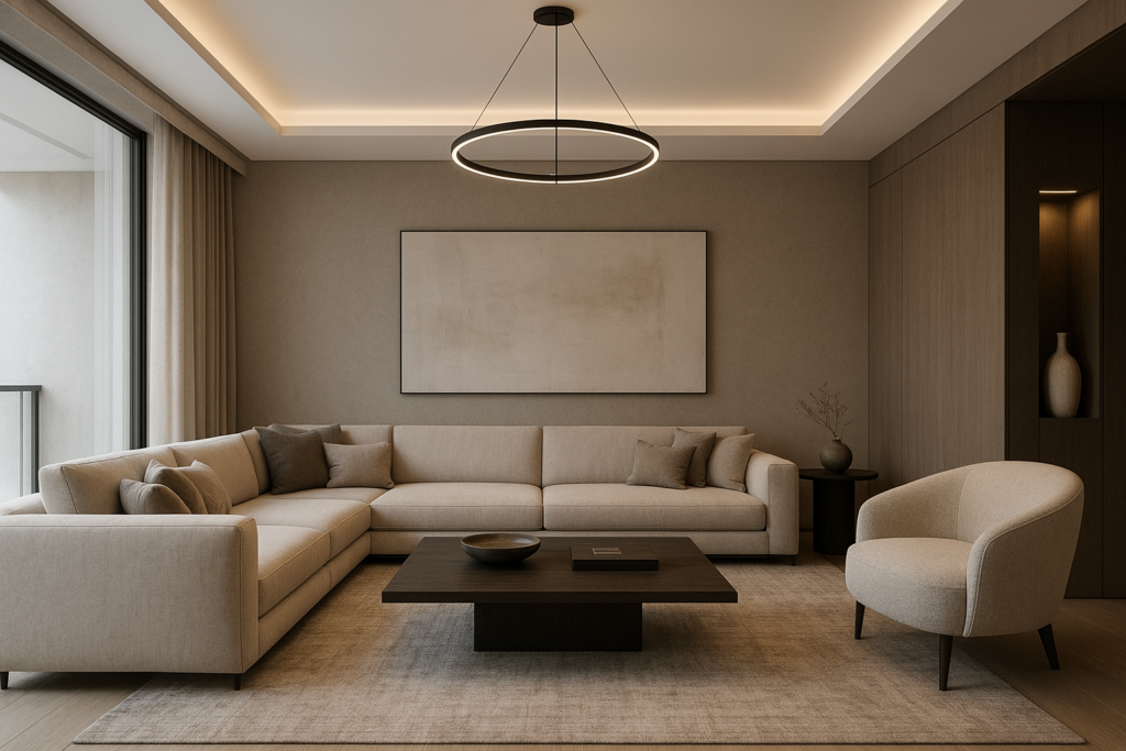 تصميم ديكور عصري لغرفة المجلس في شقة أنيقة