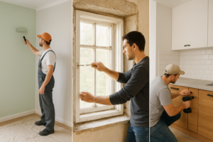 مشروع ترميم وصيانة: صبغ غرف، تصليح نوافذ، وترميم مطبخ.