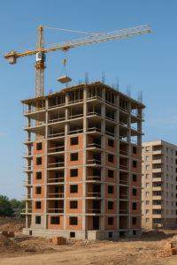 استكمال بناء عمارة سكنية مكونة من خمسة أدوار لزيادة المساحة والأدوار