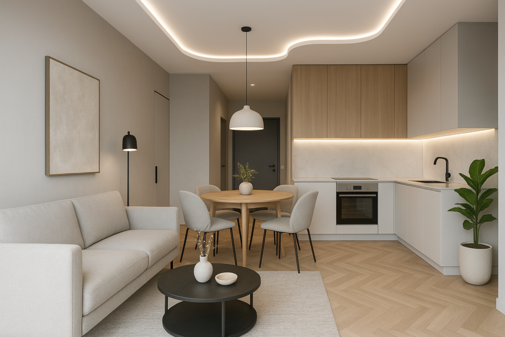 تصميم داخلي مبتكر لشقة سكنية حديثة