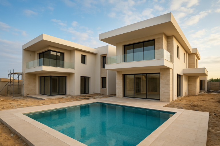 مشروع تشطيب فيلتين مع مسبح مشترك بمواصفات متميزة في مرحلة الإنتهاء