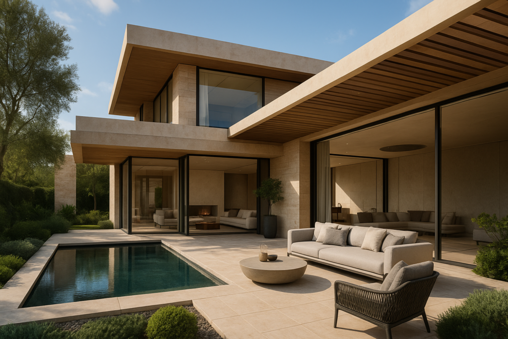 تصميم مبتكر لديكور داخلي وخارجي لفيلا فاخرة