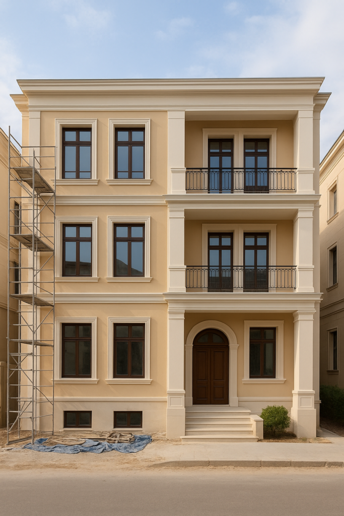 ترميم وديكور شامل لعمارة سكنية من ثلاثة طوابق