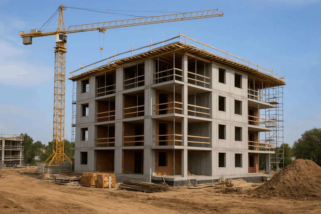 مشروع إنشاء مبنى سكني جديد من أربعة طوابق