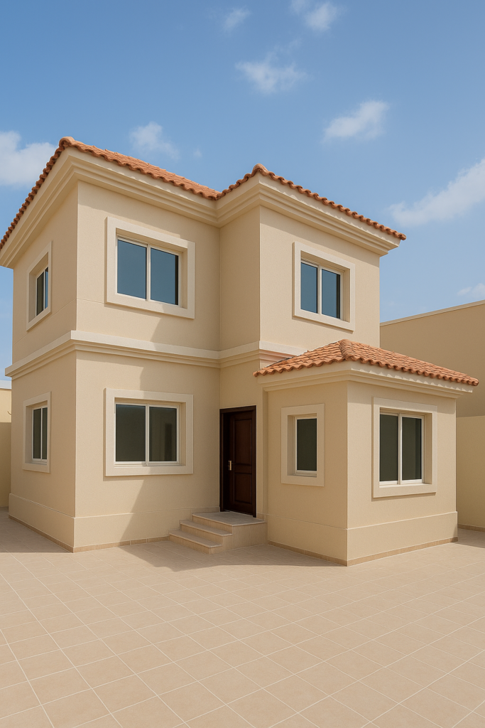 تشطيب فيلا دورين وملحق: تبليط وجبس أسقف وتركيب أبواب وشبابيك.