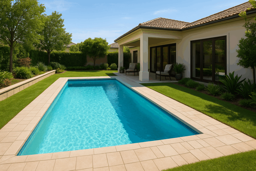 استغلال مساحة حول مسبح الفايبر في الفيلا لتحسين تصميم المنزل