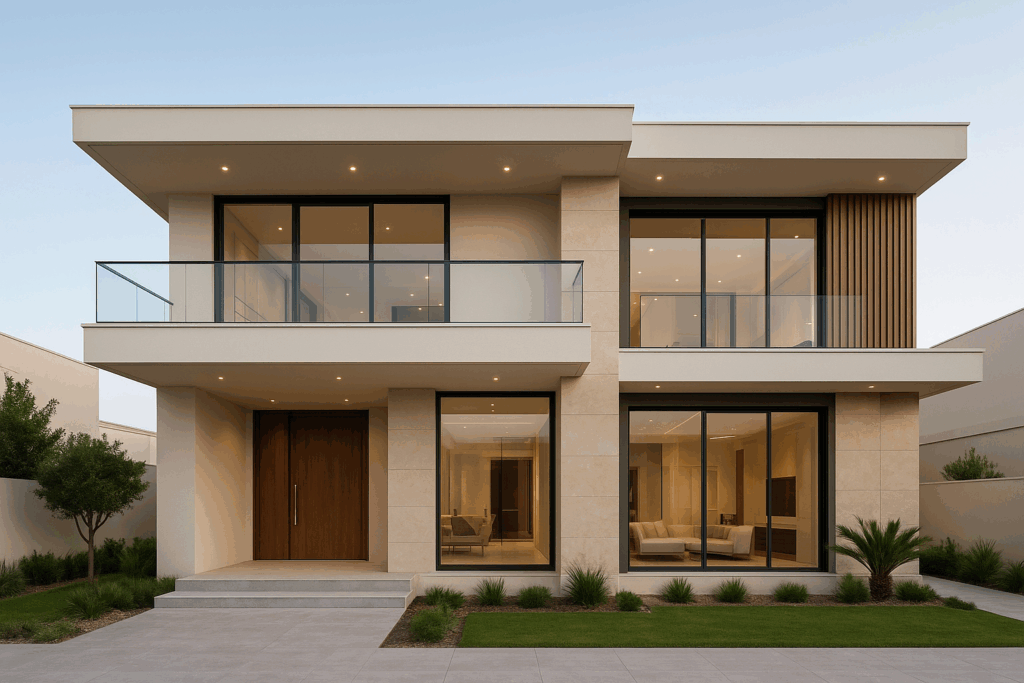 تشطيب فلة جديدة بتصميم فاخر وعملي مكونة من طابقين.