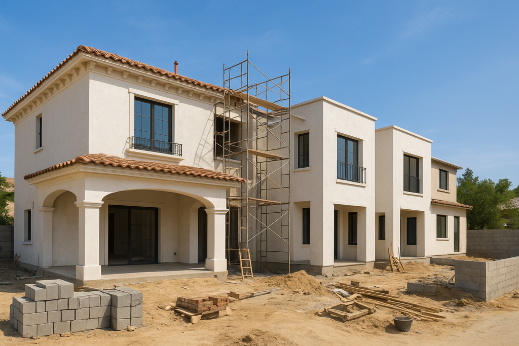 مشروع ترميم فيلا ودمج المشب مع المنزل وإنشاء شقتين جديدة.