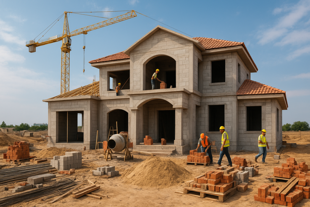 مشروع بناء جديد لفيلا كاملة شامل جميع الأعمال المطلوبة