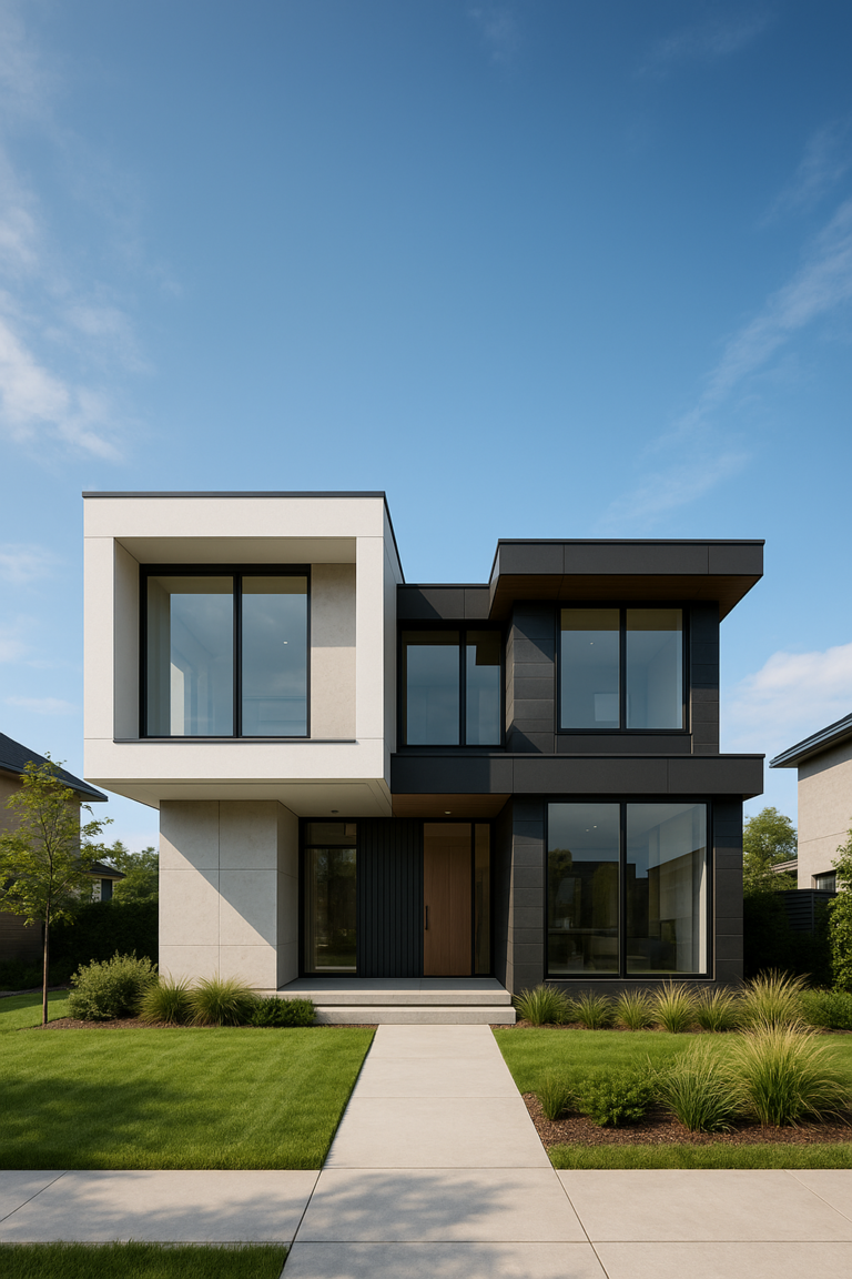 بناء جديد لقطعة أرض سكنية بأسلوب عصري ومبتكر