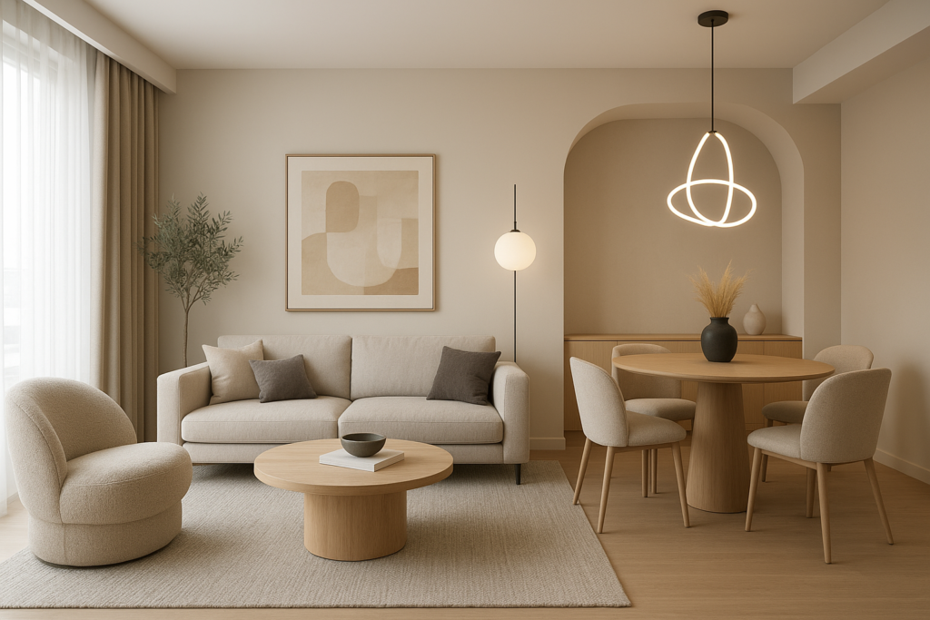 تصميم مبتكر لأثاث وديكور شقة حديثة: اللمسات النهائية تعكس الأناقة والراحة