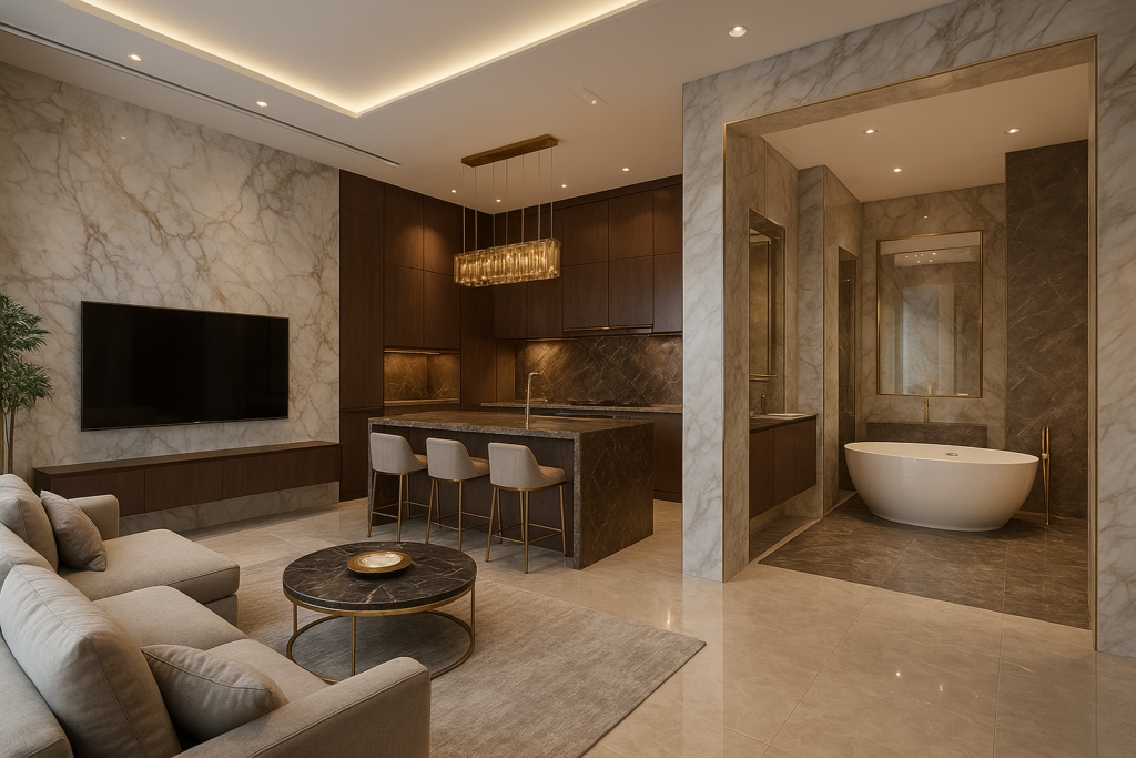 تشطيب فاخر لجلسات استراحات وحمامات ومطابخ راقية