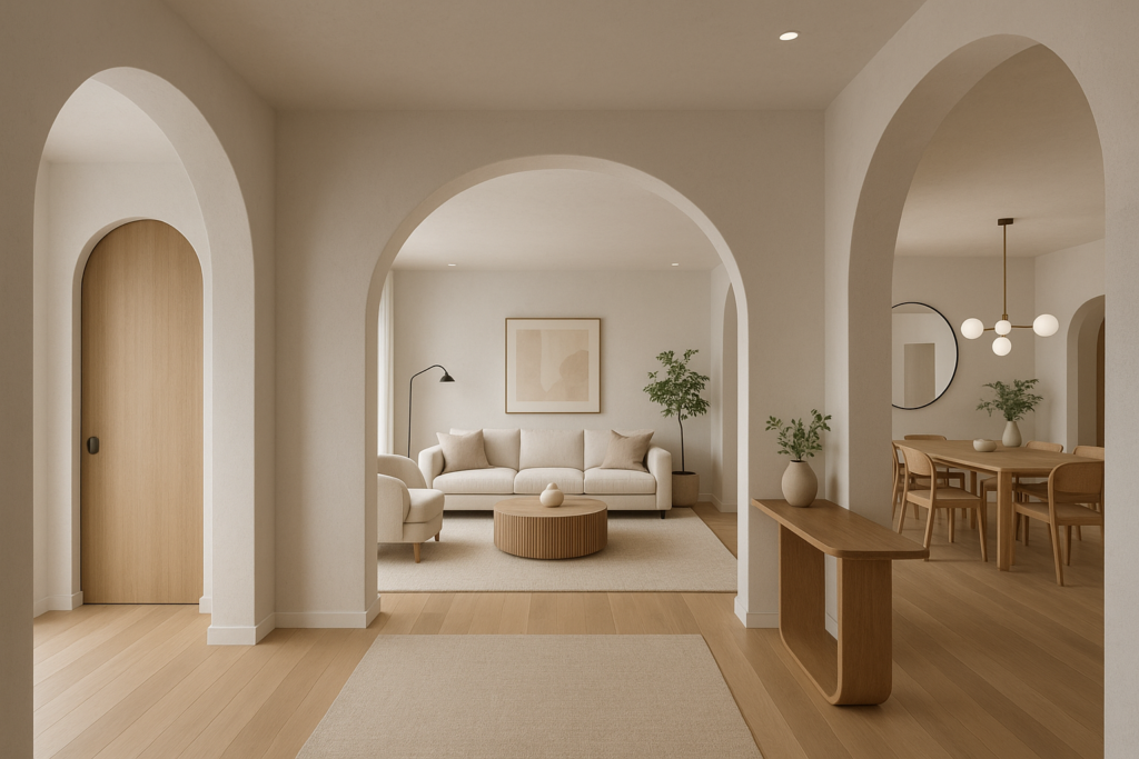 تصميم مبتكر لواجهة المنزل والصالة والممرات لأحدث أعمال الديكور