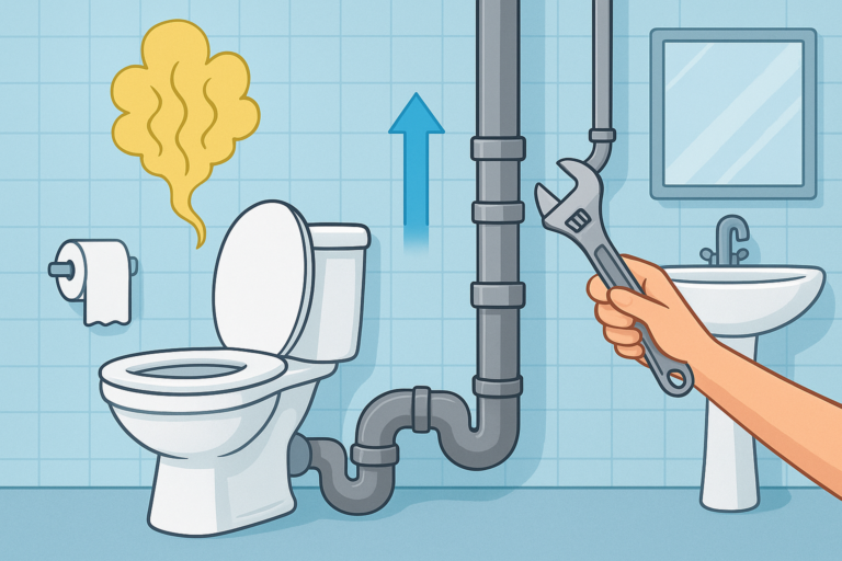 تحسين نظام الصرف الصحي للتخلص من الروائح الكريهة في الحمام.