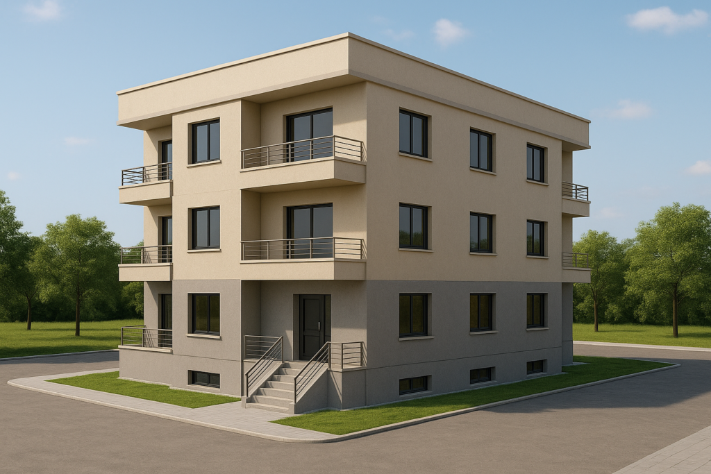 مشروع إنشاء عمارة سكنية ثلاثية الأدوار بمسطح 300 متر لكل دور شامل بدروم خدمات