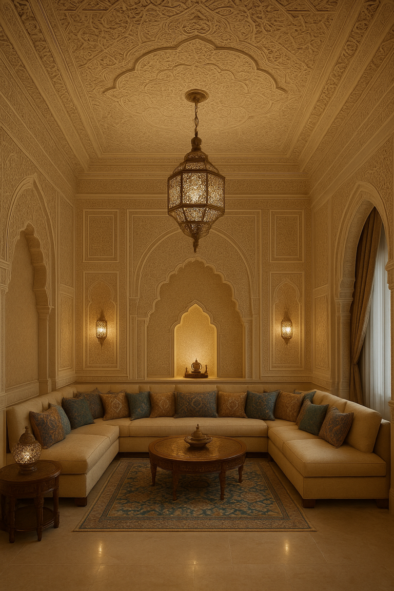 تصميم صالة جبس بورد ذات طراز مغربي فاخر للأعمال الديكورية