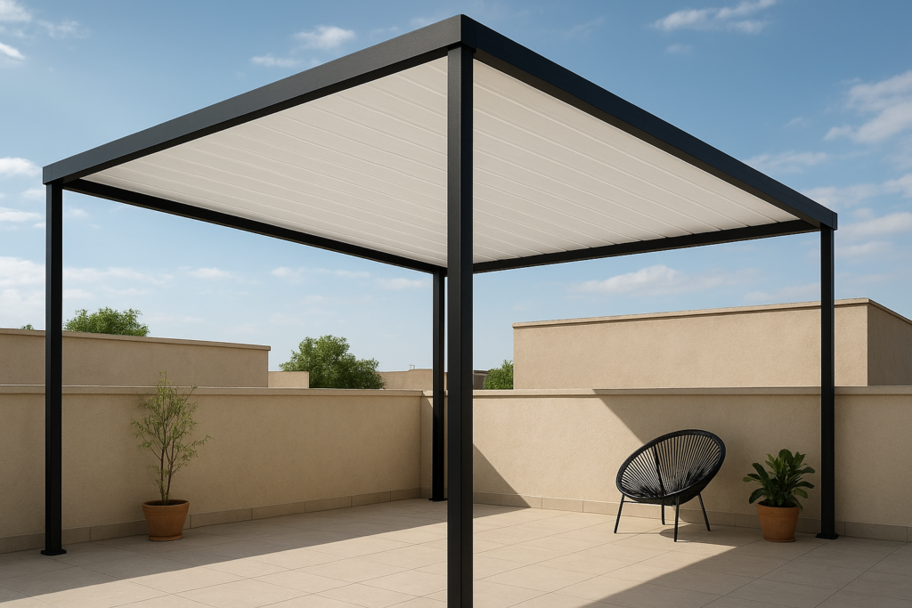 تجديد سقف مظلة سطح باستخدام سندوش بنل لمساحة 4×6 متر في مشروع ديكور داخلي