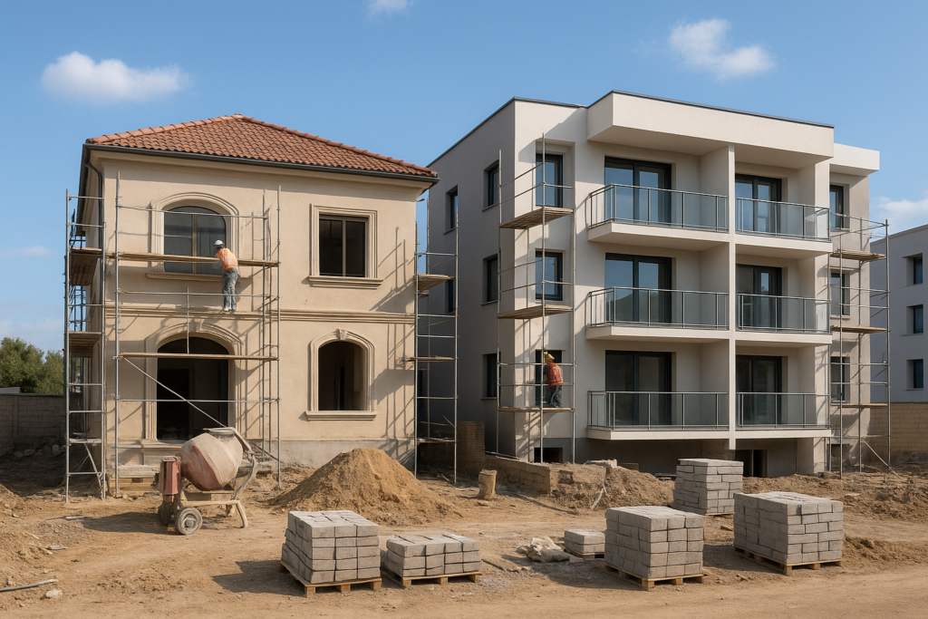 مشروع ترميم شامل لفلة سكنية وشقة في المجمع.