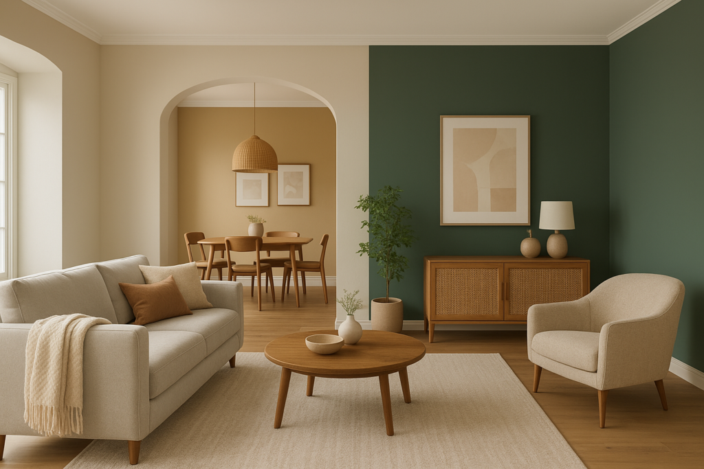 تجديد ديكور منزلي: صبغ داخلي وديكورات مميزة للمجلس والصالة وغرفة الطعام