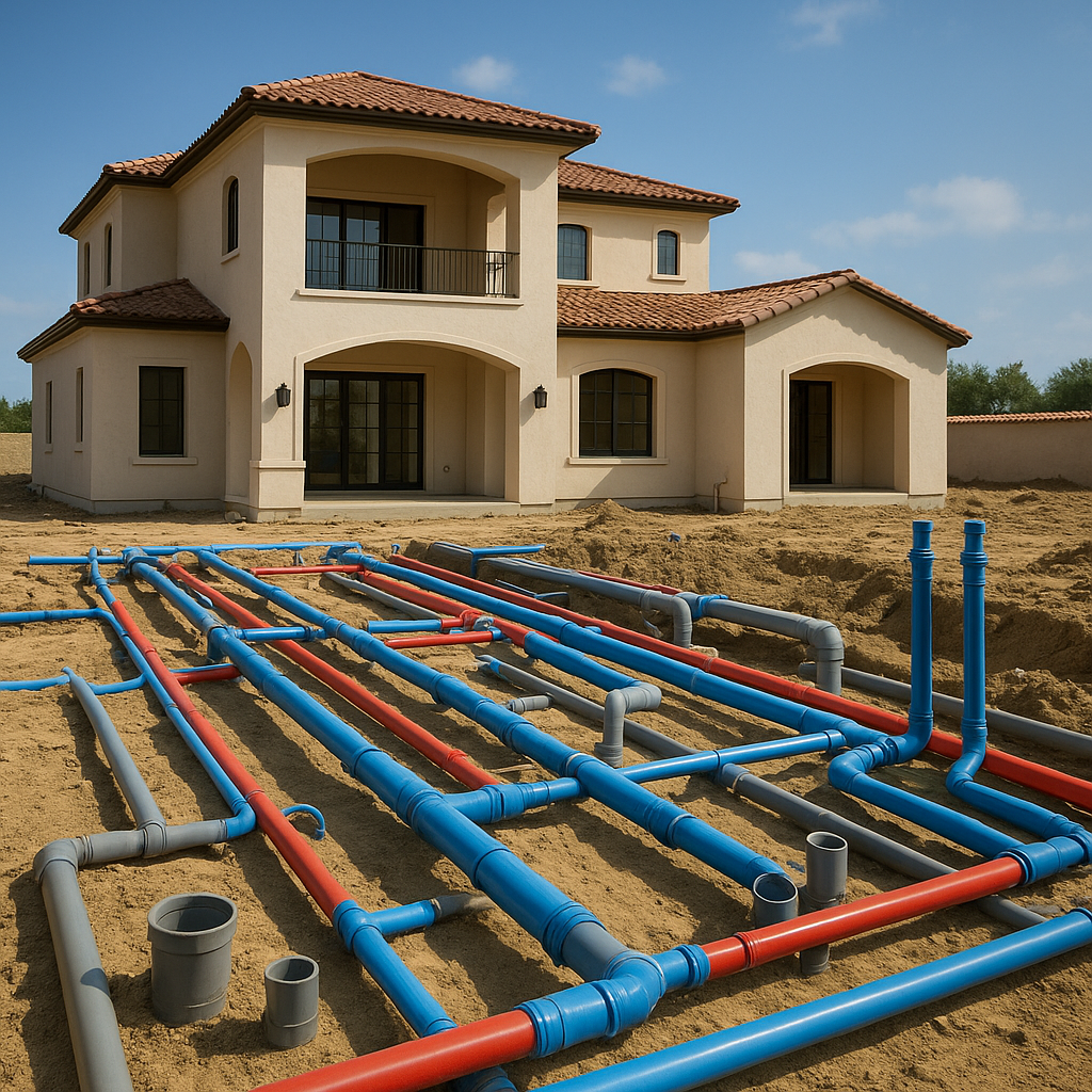 تشطيب سباكة شامل للفيلا ذات الطابقين والملحق