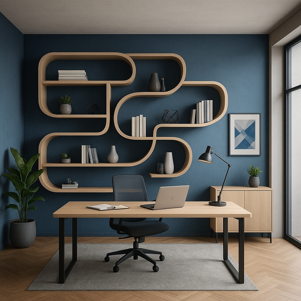 تصميم ديكور مبتكر لمكتب حديث يعكس الإبداع والاحترافية
