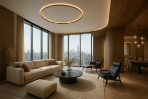 تصميم داخلي مبتكر لشقة فاخرة في المدينة