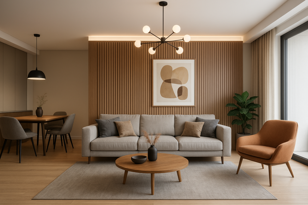 تشطيب ديكور مميز لشقة سكنية حديثة التصميم