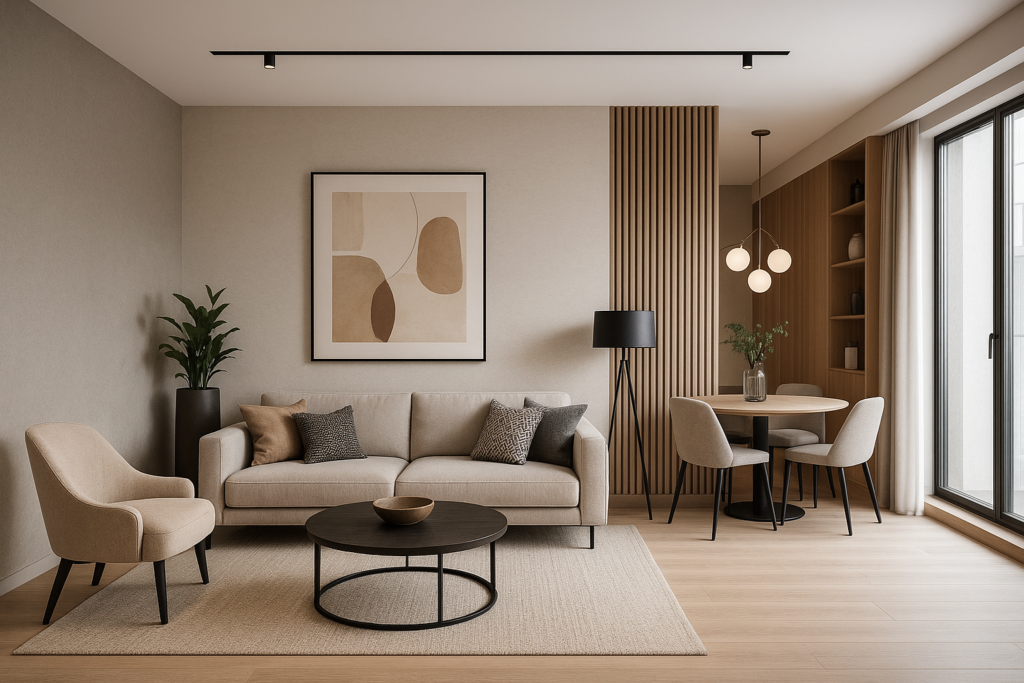 مشروع تصميم داخلي لشقة مميزة بأساليب ديكور حديثة