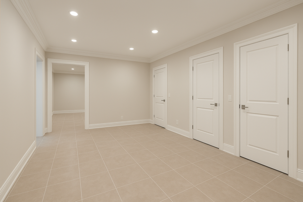 مشروع ترميم وتجديد شقة أرضية 180 متر مربع يشمل بلاط وجبس ودهان وأبواب.