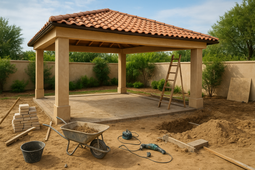 مشروع بناء وتجهيز مجلس خارجي للأعمال الترميمية والصيانة.