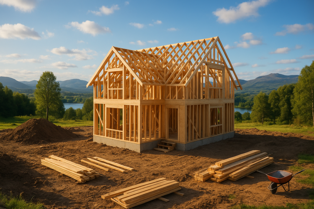 بناء وتطوير منزل جديد على أرض قيد الإنشاء في موقع مثالي