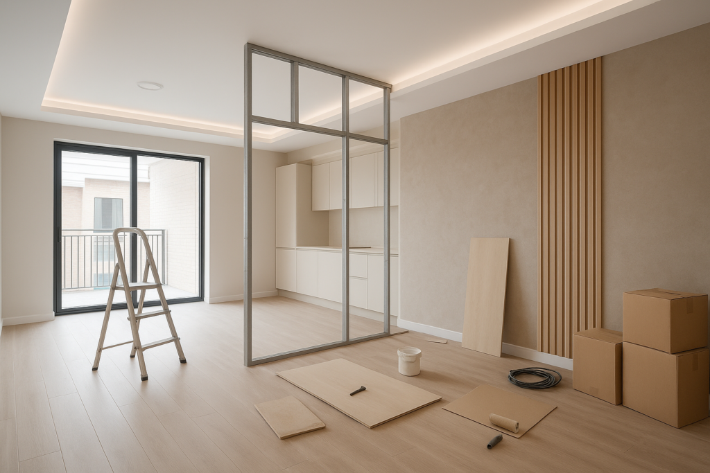 تجميل كامل لشقة تحت الإنشاء: مشروع ديكور داخلي شامل