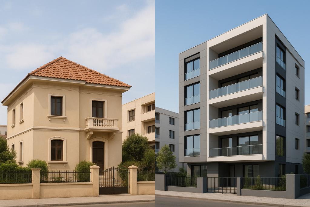 تحويل فيلا قائمة إلى عمارة سكنية حديثة