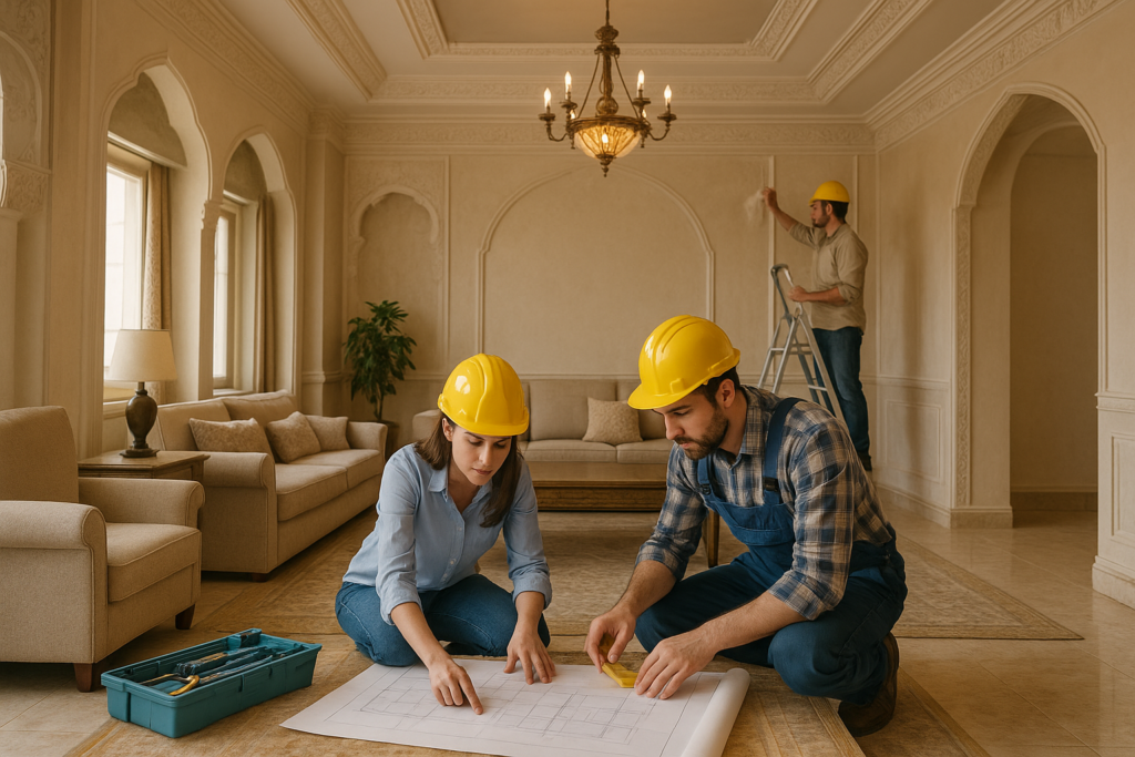 تجديد ديكور غرفة المجلس بمساعدة خبراء في أعمال الترميم والصيانة