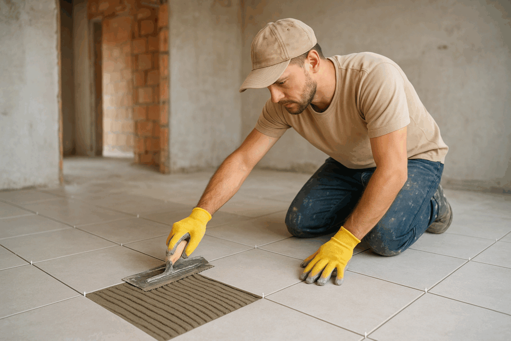 مشروع بناء جديد يحتاج إلى مبلط سيراميك محترف لتشطيب الشقة بالكامل