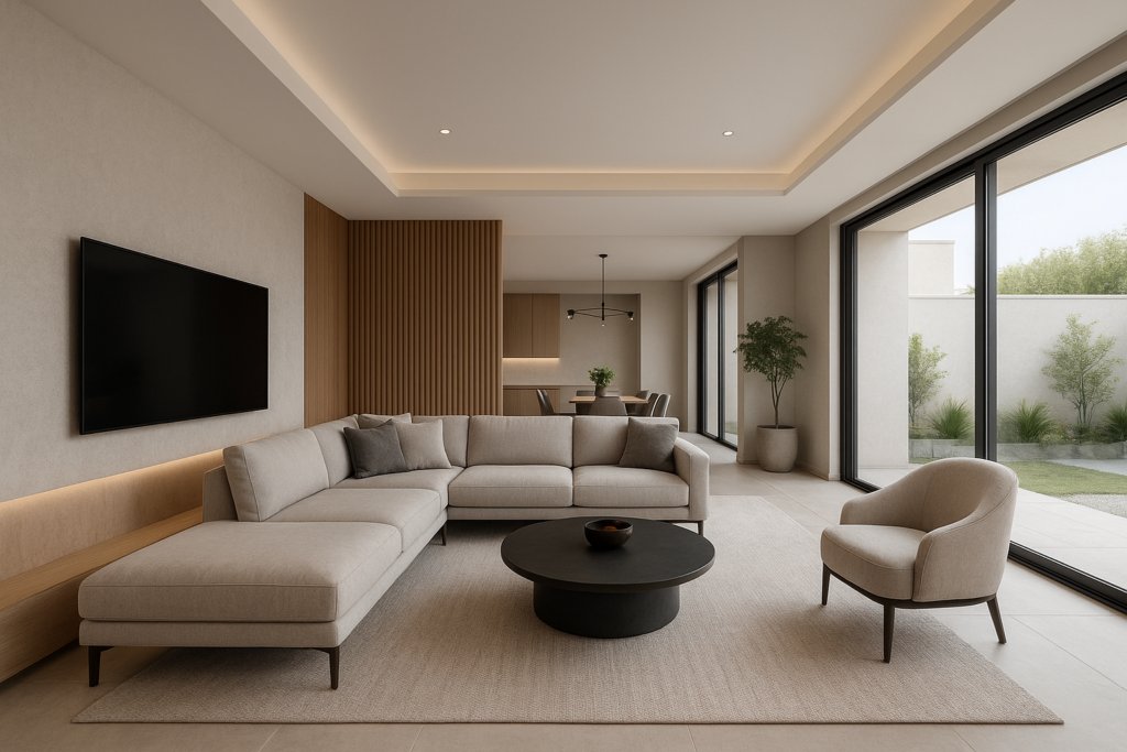 تصميم داخلي مبتكر لمجالس وصالات مودرن مع تجهيز سطوح عصرية