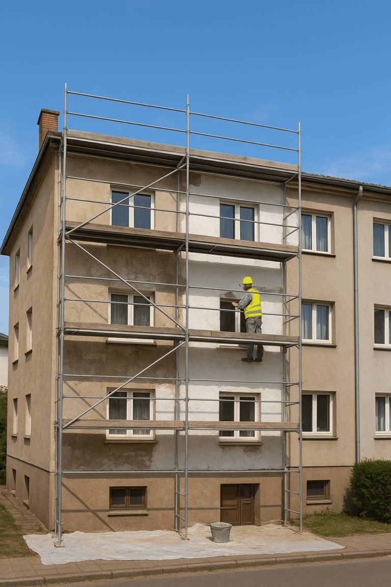 مشروع ترميم واجهات خارجية لمبنى سكني قائم