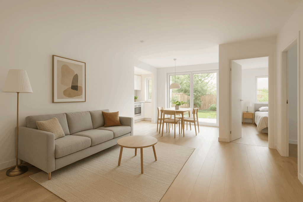 توسيع وتحسين شقة طابق أرضي لزيادة غرف النوم وتعديل الصالة