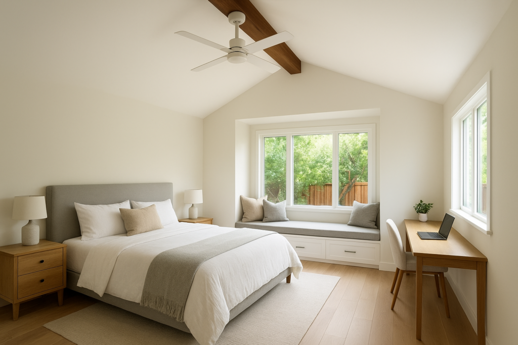 بناء غرفة جديدة بإضافات مخصصة للراحة والوظيفية