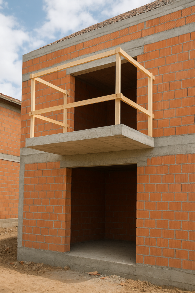 *بناء بلكونة لغرفة نوم فوق غرفة الحوش المواجهة لها في مشروع بناء جديد*