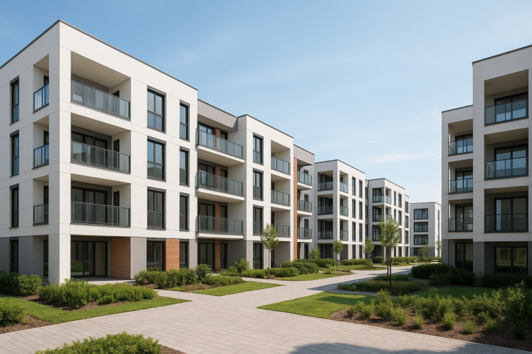 مشروع بناء معماري جديد لمجمع سكني حديث التصميم